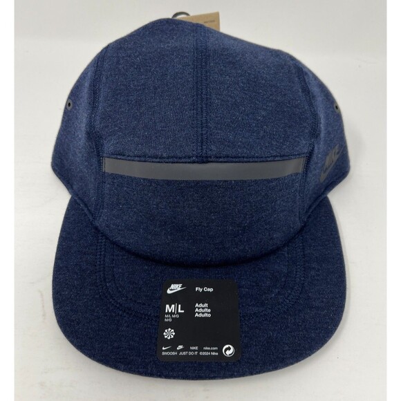 Nike Fly Unstructured Tech Fleece Cap Hat Size M/L Navy Blue HJ3504-451 - Picture 1 of 8